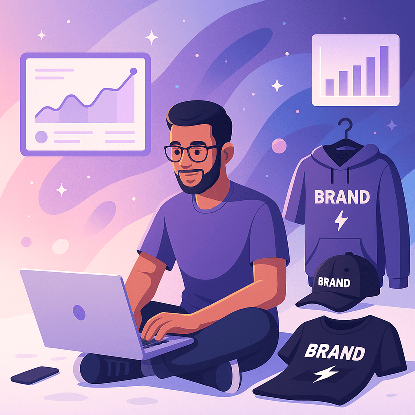 Ilustração representando empreendedor testando marca