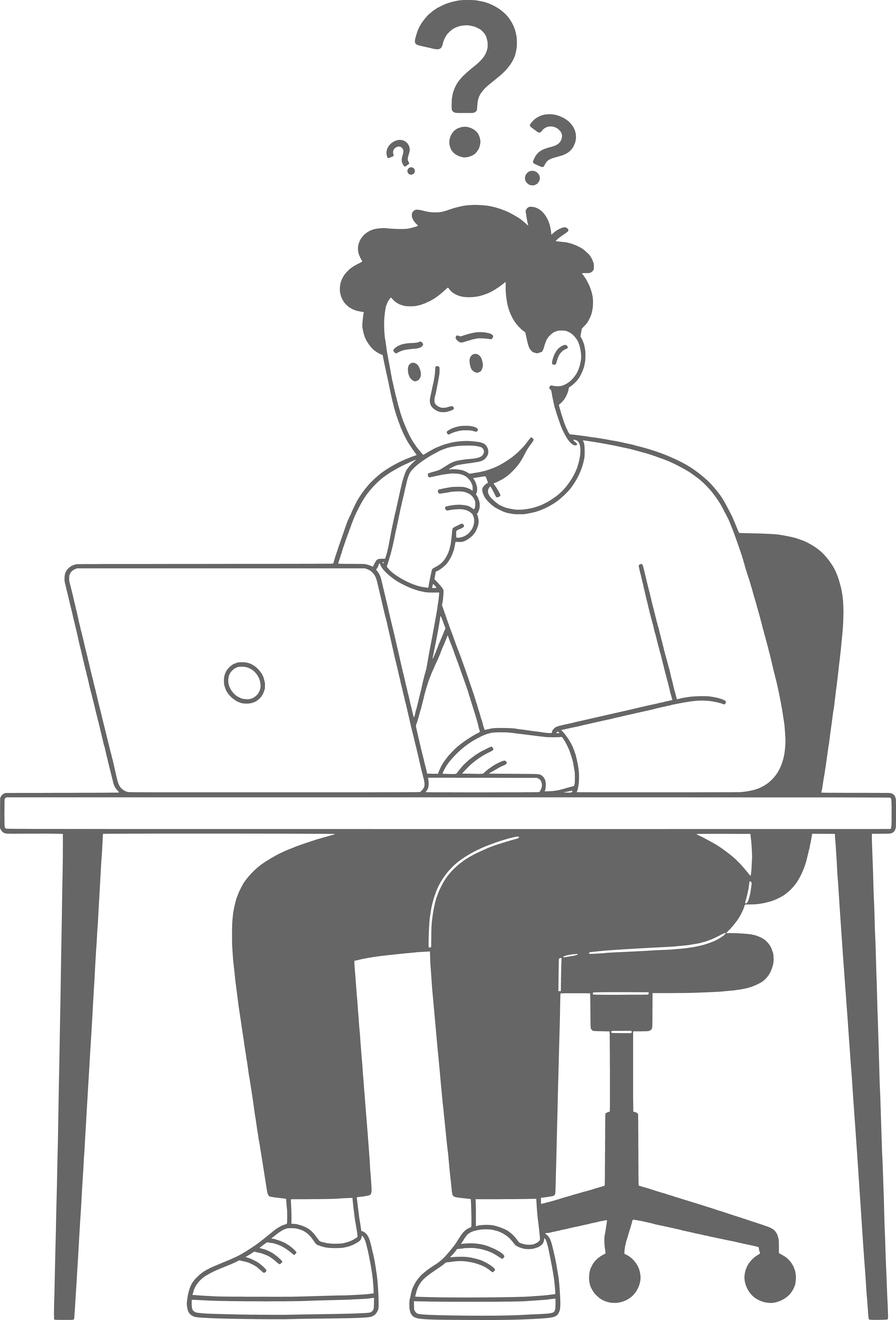 Ilustração de pessoa consultando materiais no computador